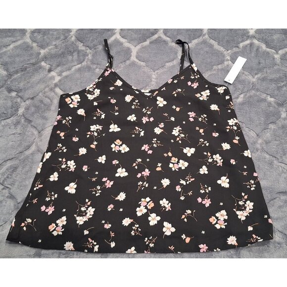 NWT Abound Black Floral Spaghetti Strap Flowy Tank Top Camisole/Sz. XS - Picture 1 of 7
